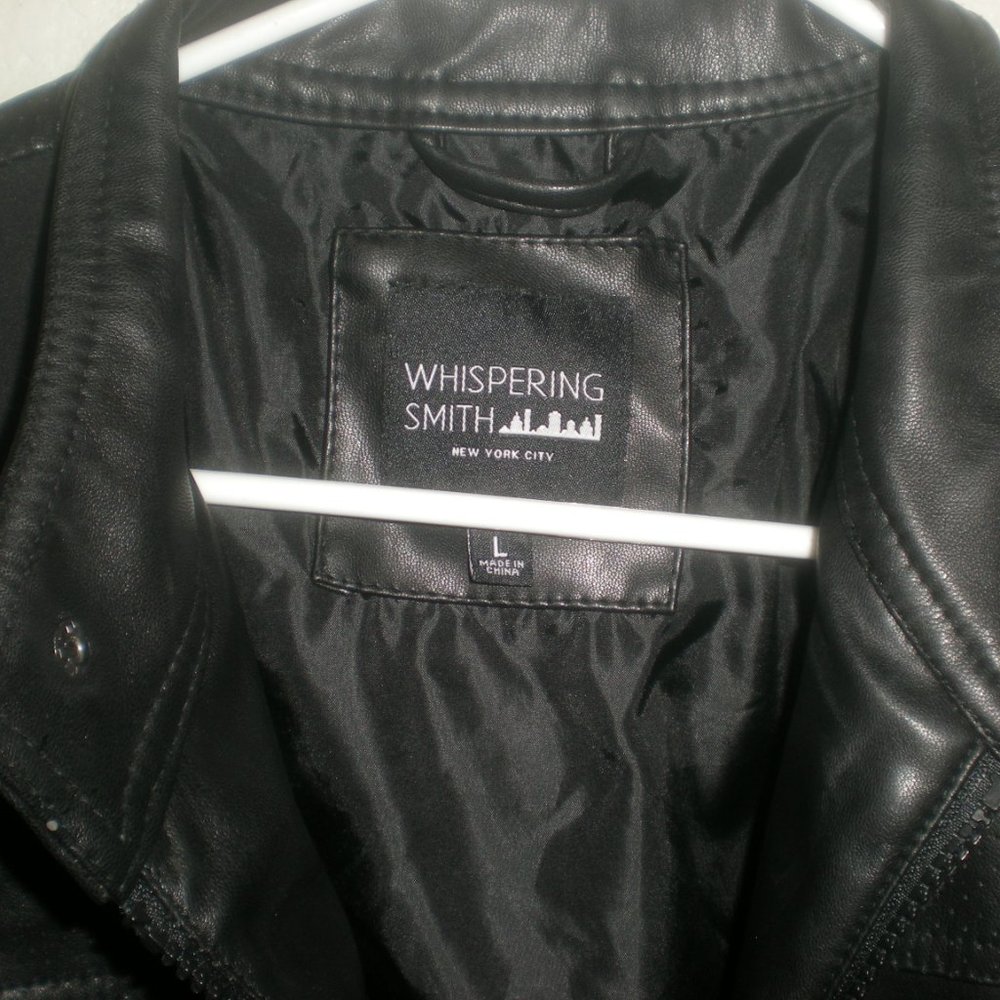 WHISPERING SMITH  New York City  Leather Like Jacket  Black NWOT Size L